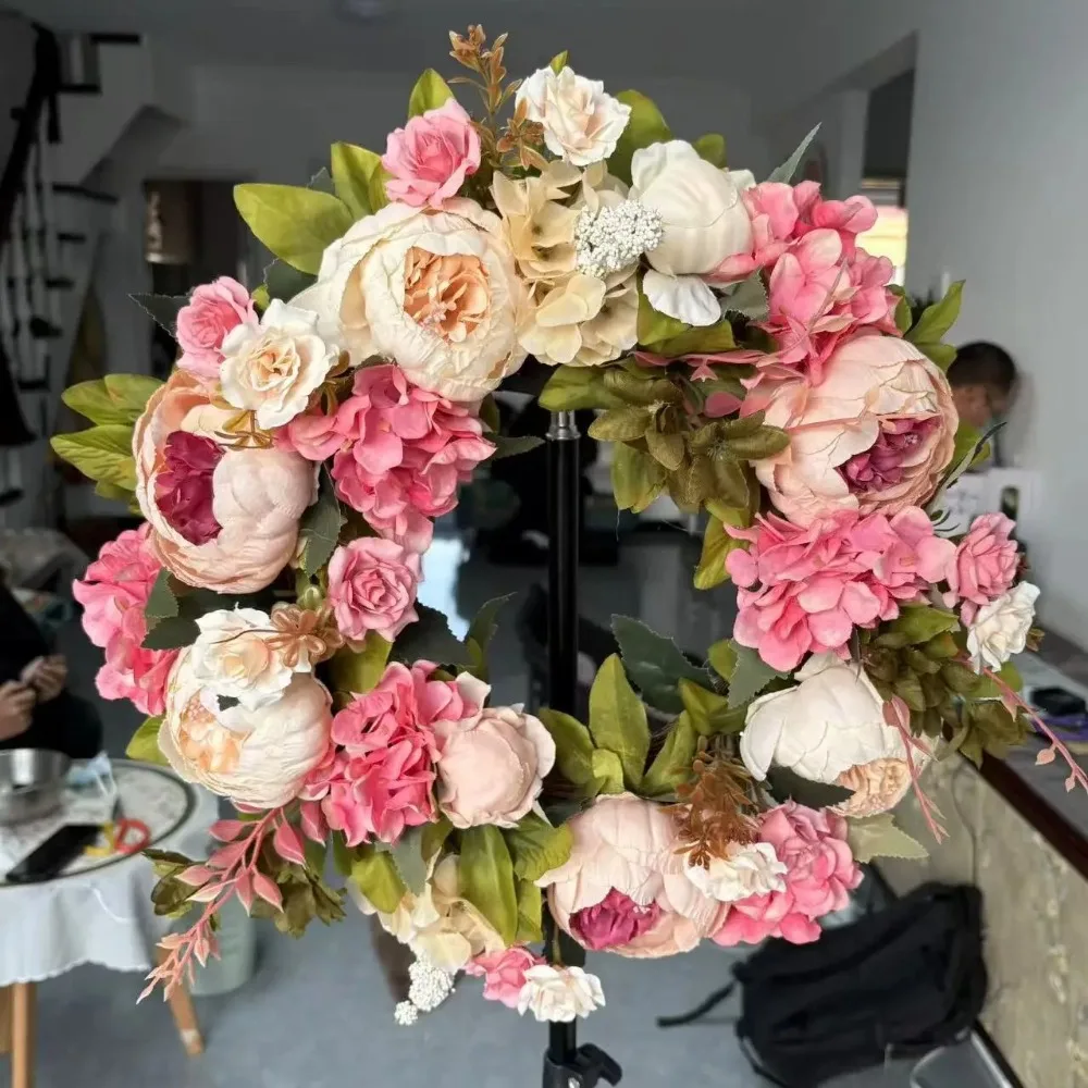 

Artificial Peony Wreath Garland Rattan Home Decor Wedding Wreath Flower Home Door Decoration Wedding Centerpieces for Tables