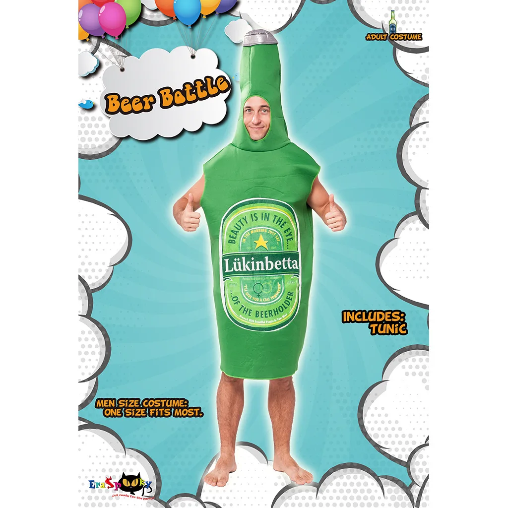 زي زجاجة بيرة للهالوين، بدلة تنكرية للجنسين، زي أخضر شامل للعروض المسرحية للبالغين، زي لمهرجان البيرة