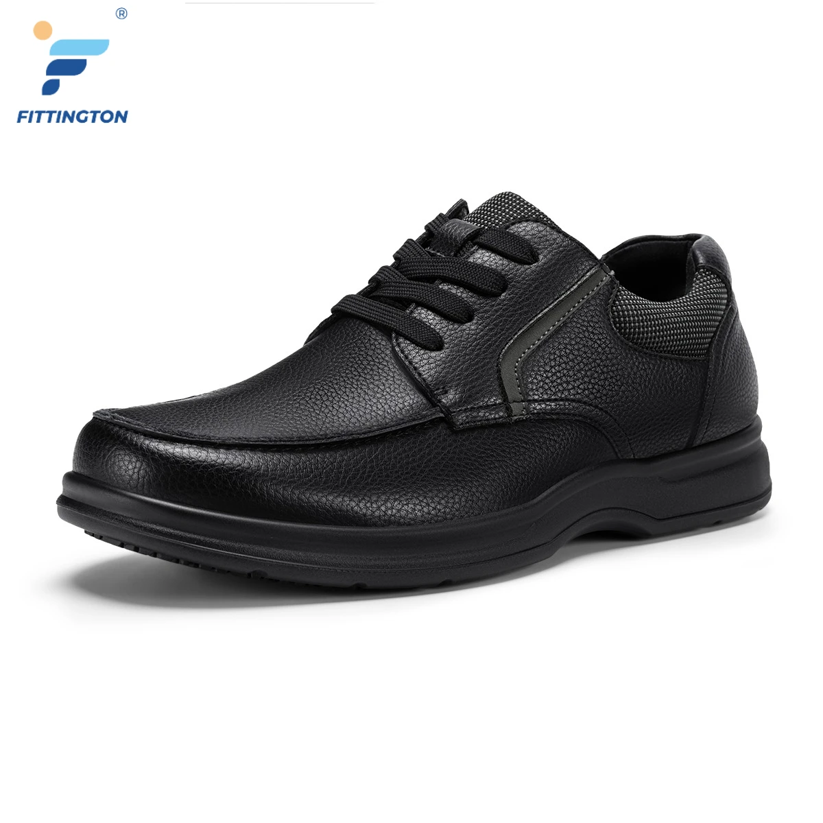 Chaussures habillées Fitington pour hommes à bout extra large, en cuir, confortables pour le bureau et la marche, avec soutien de la voûte plantaire