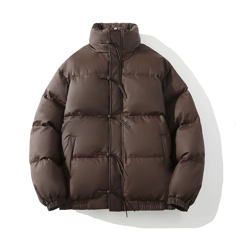 

Winter Chinese-Style Men Cotton-Padded Jacket Man Stand Collar Parkas Male Retro Casual Loose Quilted Jacket Men Warm Pu Jackets