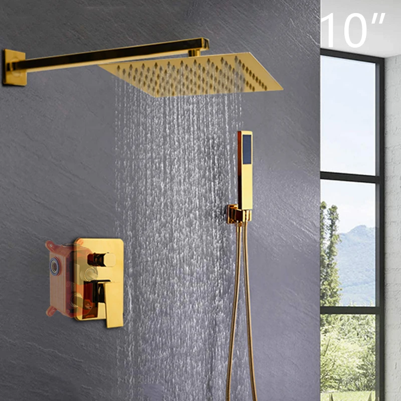 KEMAID  Zwart 8 12 16 Inch Douche Regenval Badkamer Douche Kraan Bad Regen Vierkante LED Licht Douchekop Douche Kraan set