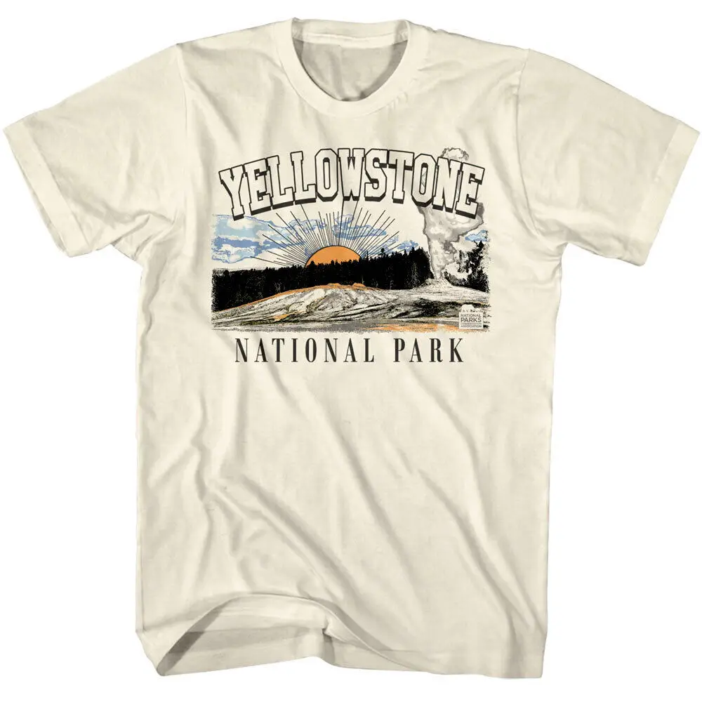 Yellowstone Geyser Sunset Men's T Shirt National Park Wyoming Idaho Montana