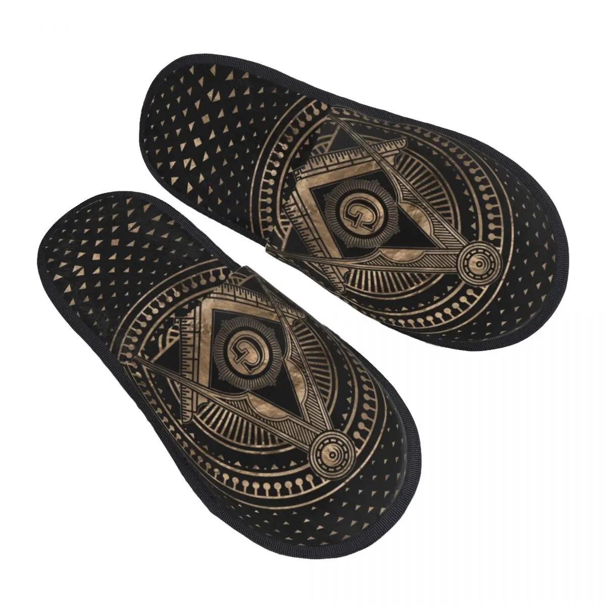 Freemasonry Symbol Square And Compasses House Slippers Women Cozy Memory Foam Mason Slip On Spa Slipper Shoes