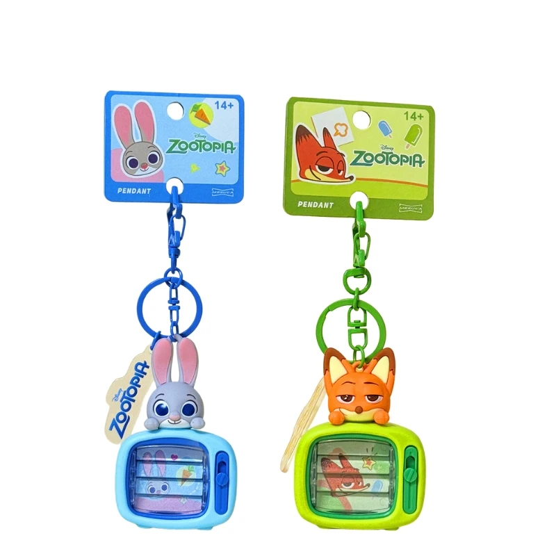 

New Zootopia Flipped TV Keychain Rabbit Officer Judy Fox Nick Anime Peripheral Toys Backpack Pendant Christmas Children Gift
