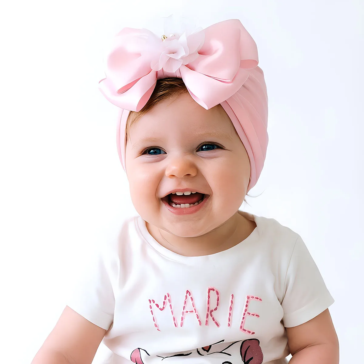 

1PCS Chiffon Flower Bowknot Infant Indian Hat Soft Skin-friendly Baby Girl Caps Turban Fashion Handmade Bows Headwear