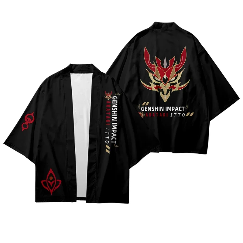 Game Genshin Impact Arataki Itto Kimono Shirt 3D Print Arataki Itto Cosplay Haori Cloak Party Tops Streetwear Shirt