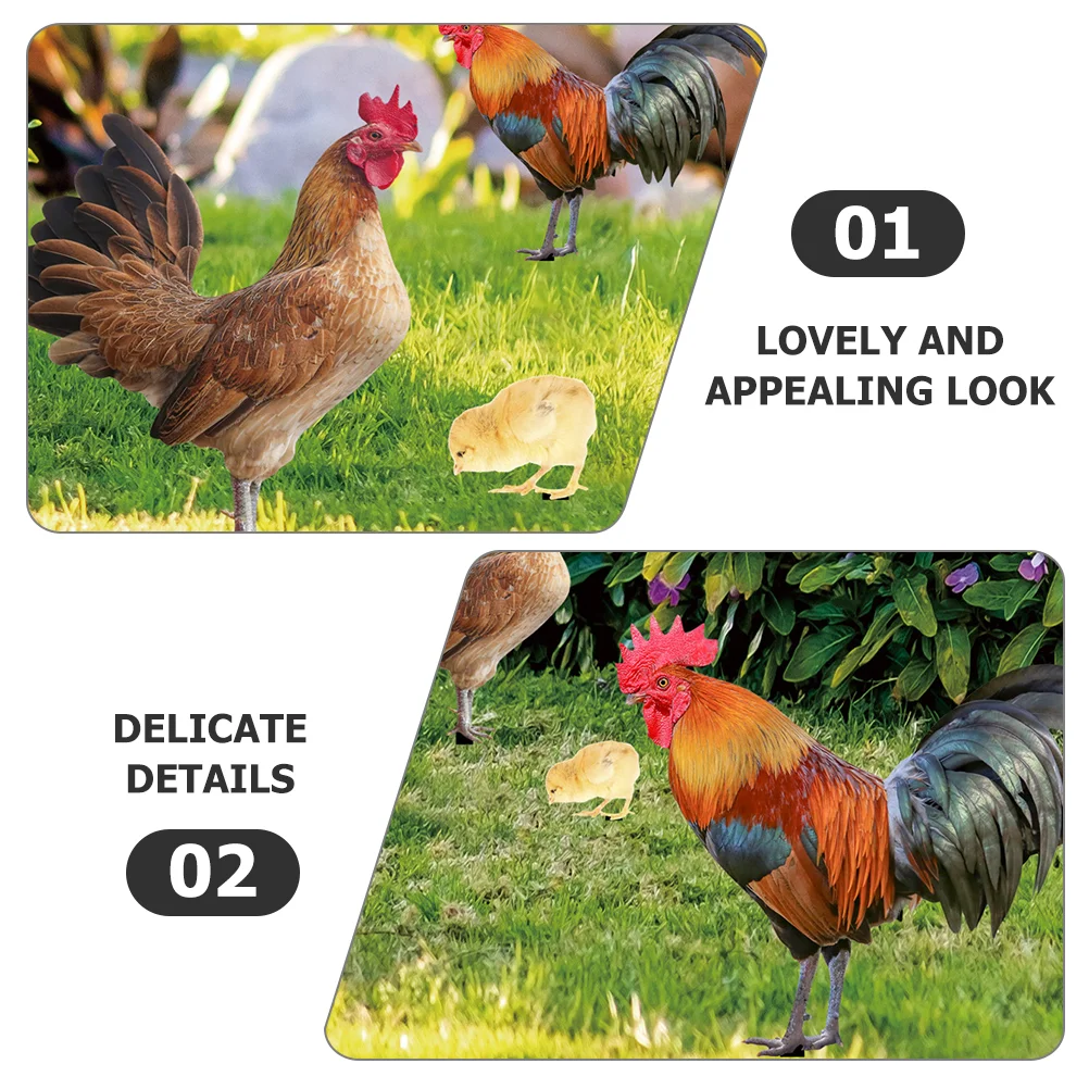 Decorative Garden Inserts Chicken Realistic Rooster Sculpture Stake Lawn Animal Sign Yard Decoration Three-dimensional