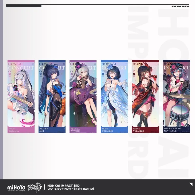 

Официальная серия miHoYo Honkai Impact 3rd Concert Theme Laser Ticket Collection Card Set, оригинальные периферийные устройства для игр в стиле аниме