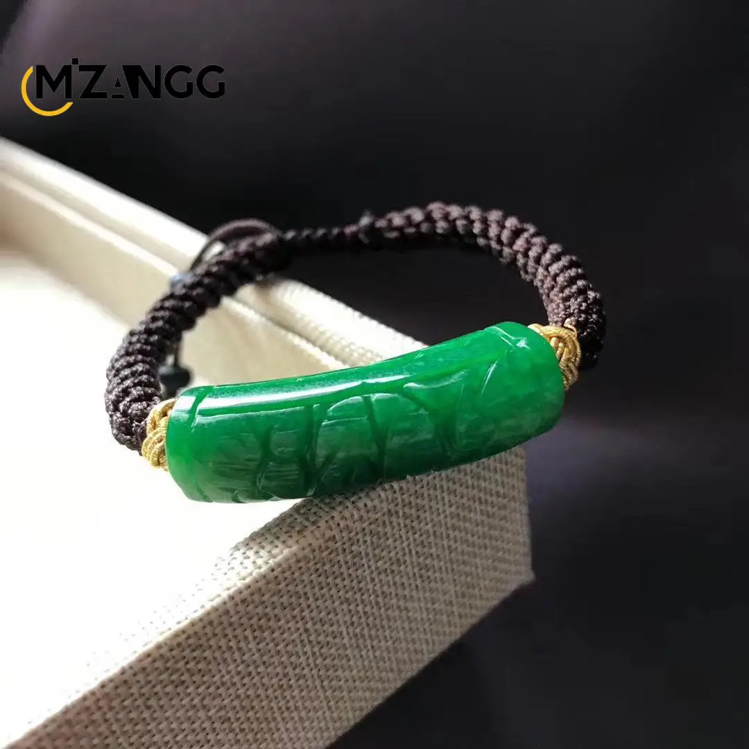 Natural Jade Hand-Woven Bracelet Green China Carving Luxury Fashion Beautiful Jadeite Jewelry Men and Women Lucky Amulet Gift