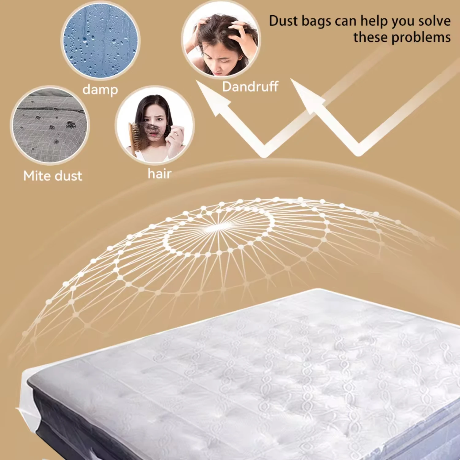 150/200x240x35cm Mattress Protector Packaging  Moisture-proof Dust Cover Thickness 0.08mm PE Transparent Moving