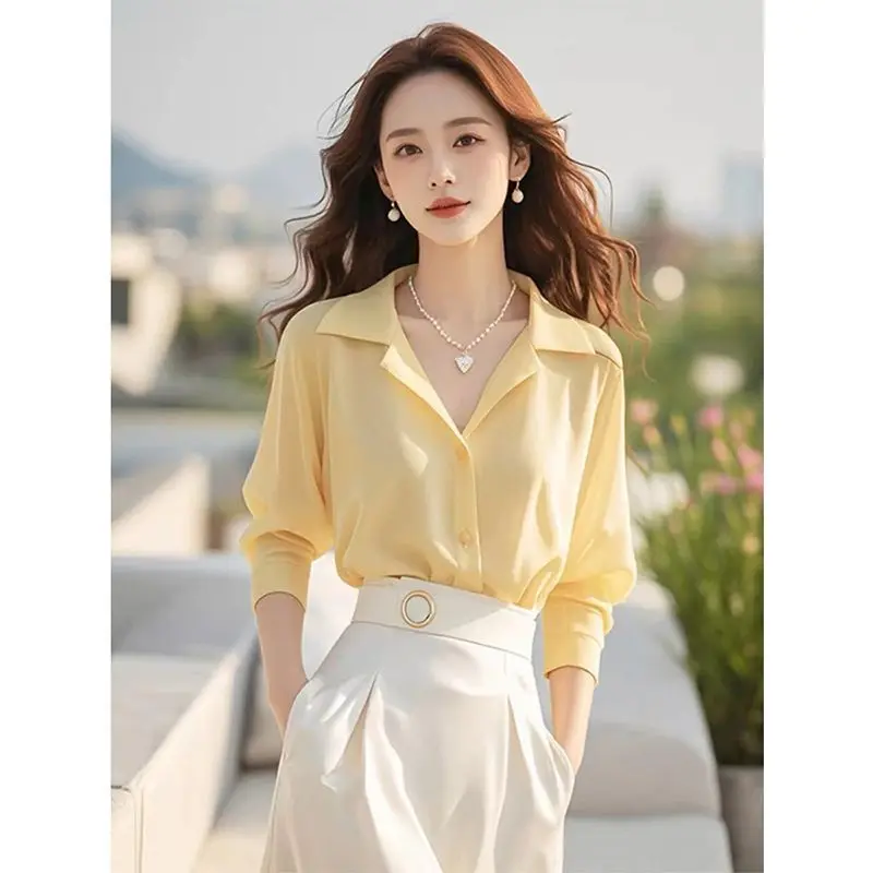 

Long Sleeve Shirts Womens Chiffon Lace-Up Slim Fit Blouse Ruffled Romantic Feminine Sweet Korean Style Spring Clothing