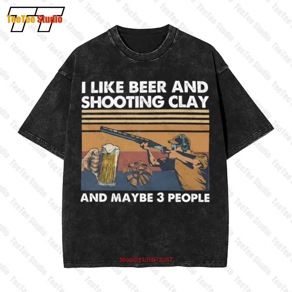 I Like Beer And Shooting Clay And Maybe 3 People Beer Drunk Vintage Oversized T-Shirt YL05