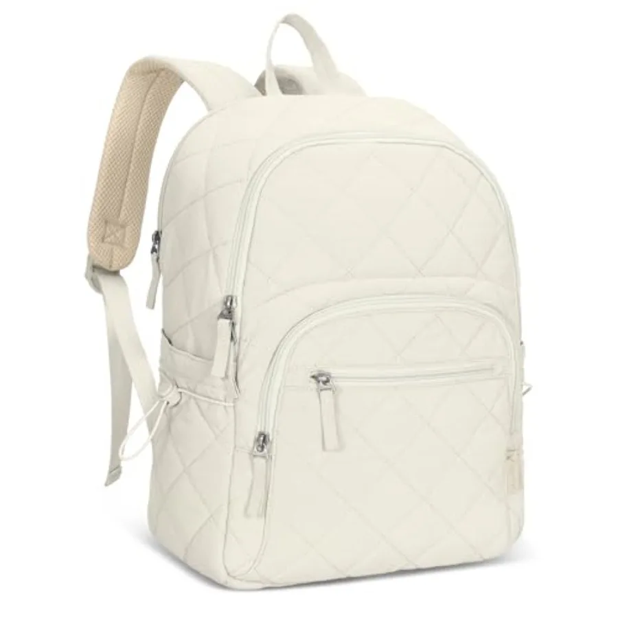 

Travel Laptop Backpack Quilted College Backpack for Women Puffer Casual Daypack Personal Item Bag for 16 Inch