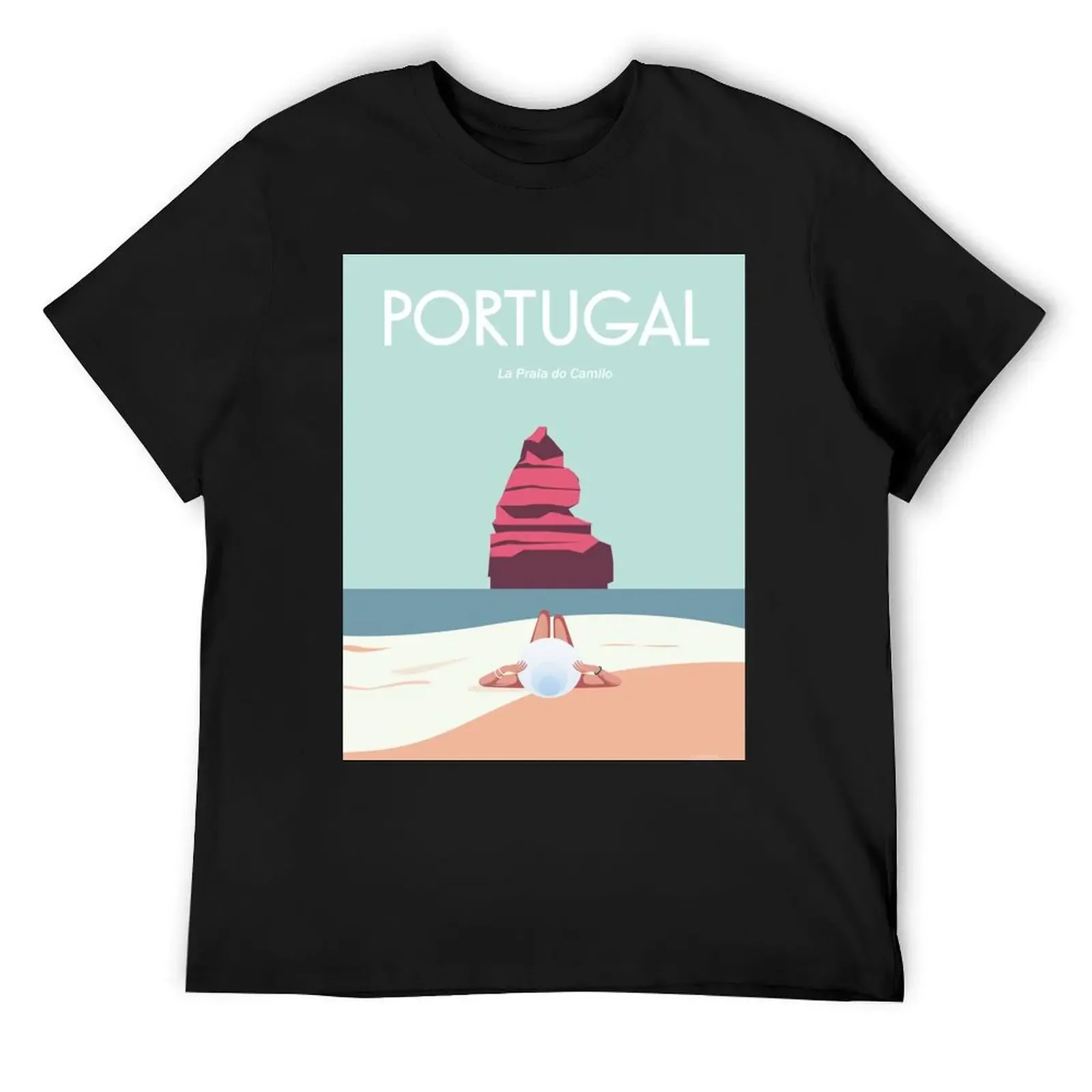 

Portugal travel poster illustration wall art decoration T-Shirt anime figures Aesthetic clothing cotton t shirt men