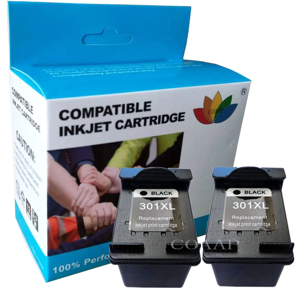 

2 Pack Refilled hp301 XL Black Replacement Ink Cartridges for HP ENVY 4500 4502 4504 4505 5530 5532 5539 Printer