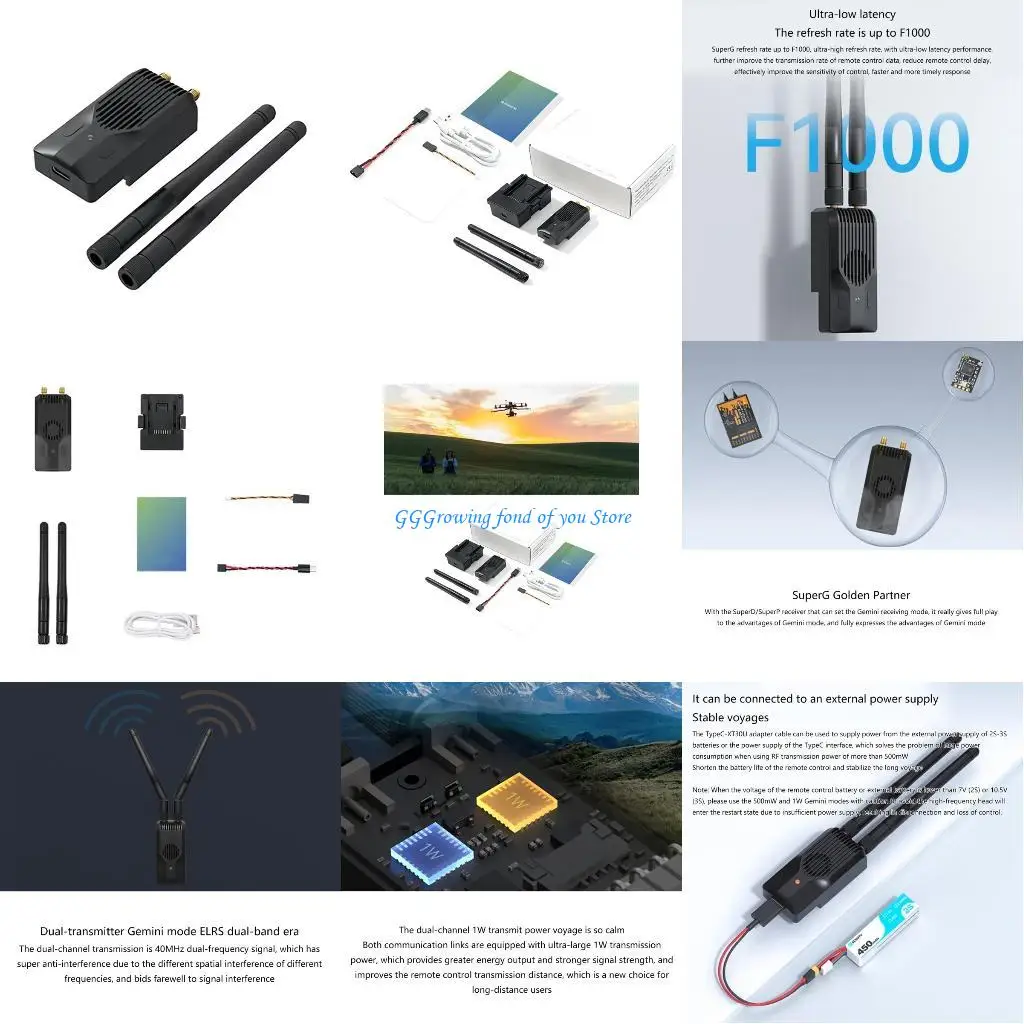 

H9EB SuperG ELRS 2.4G Highly Frequency Head Module Double 1W Power Transmitters