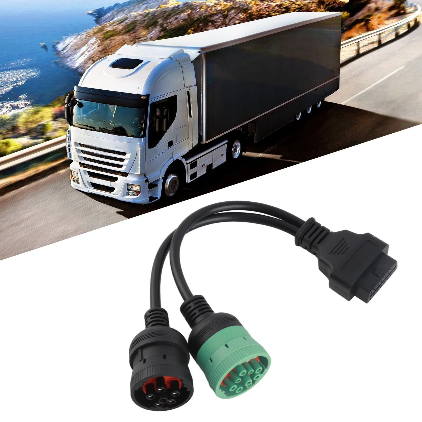

J1708 6-контактный J1939 9-контактный адаптер OBD2 16-контактный гнездовой диагностический Y-кабель для тяжелых грузовиков, автобусов, прицепов