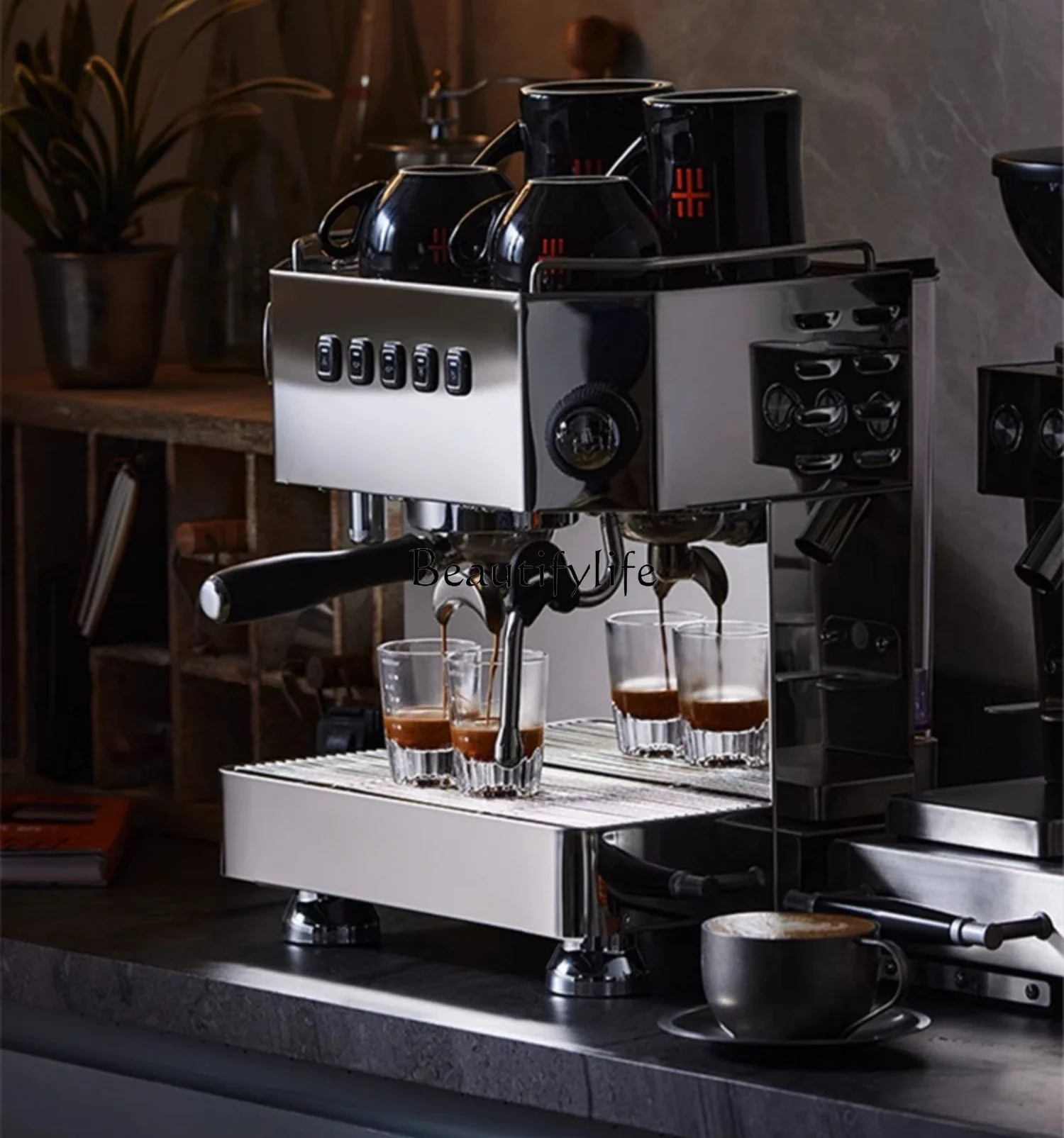 Household coffee machine Semi-automatic commercial espresso professional freshly ground milk tea shop