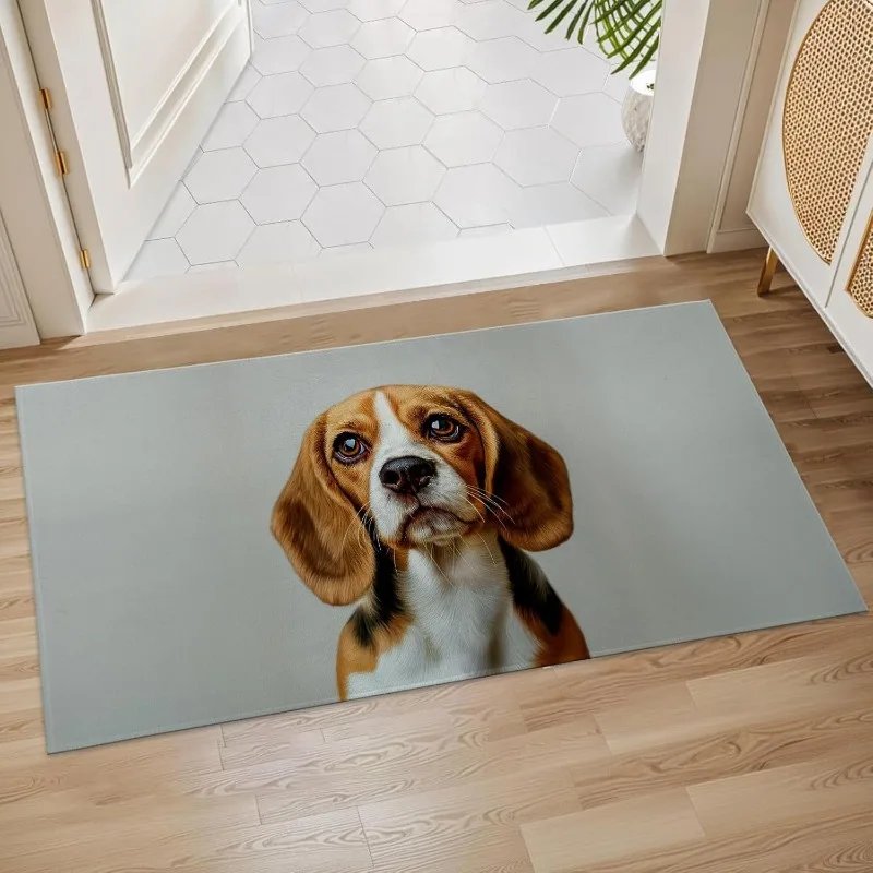 Cute Husky Dog Face Door Mat Square Pet Theme Entryway Rug Absorbent Anti-Slip Home Decor Carpet for Living Room Bedroom Doorway