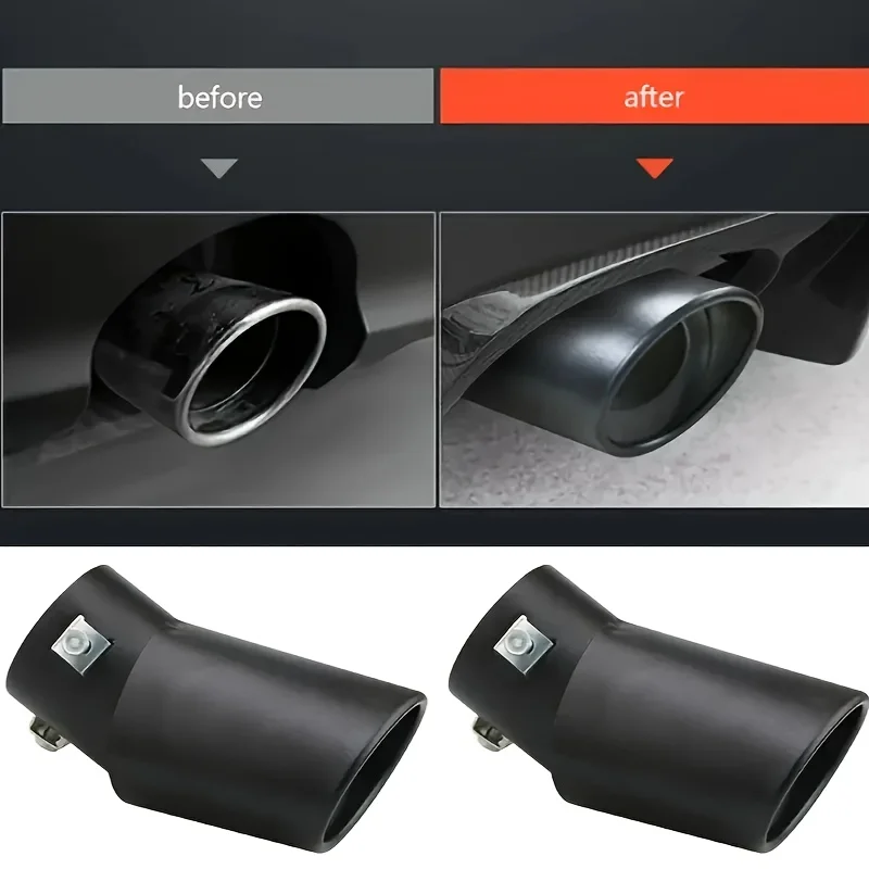 [Chrome Tail Pipe] Stainless Steel Chrome Plated 1pc 2.5-Inch Interface Car Exhaust Black Tail Pipe Tip Tube | image 3