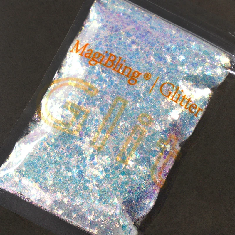 MagiBling 50g Sparkly AB Mermaid Glitter Mixed Size Sequins Laser Color Slice Dust Powder Nail Art Decorations DIY Handicrafts