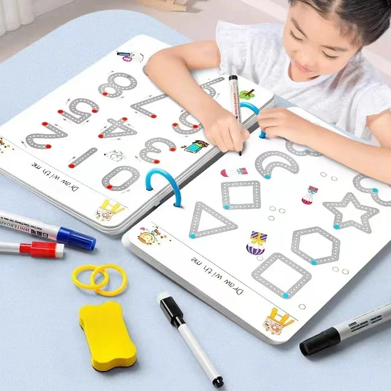 workbook de rastreamento magico para criancas montessori drawing book pratica magica reutilizavel copybook pen control training educacao 01