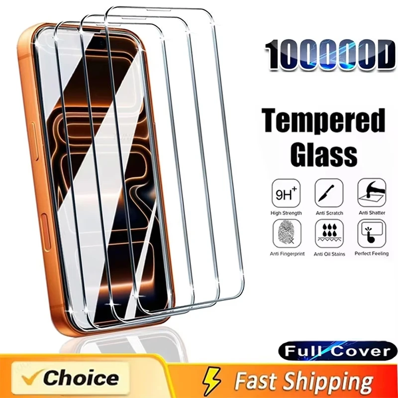 

Tempered Glass For iPhone 17 16 15 Pro Max 13 14 12 11 HD Full Screen Protector iPhone XR X XS Max 14 15 16 6 7 8 Plus 16e SE