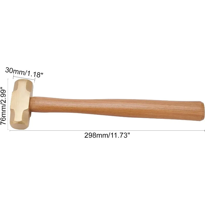 1 Pound 30mm Brass Solid Brass Hammer with Wood Handle for Jewelry Craft Making Tools