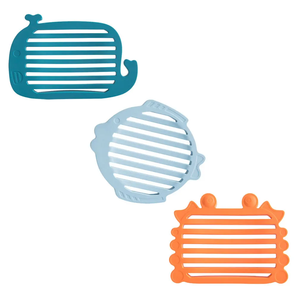 

3pcs Animal Shape Silicone Tray Drain Holes Non-Slip Soap Holder For Bathroom Toilet Shower Soap Saver Dishes Pad