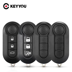 KEYYOU For Fiat 500 Panda Punto Bravo 3 Buttons Normal Flip Remote Car Key Shell Blank Case Housing Fob Keyless SIP22 Blade