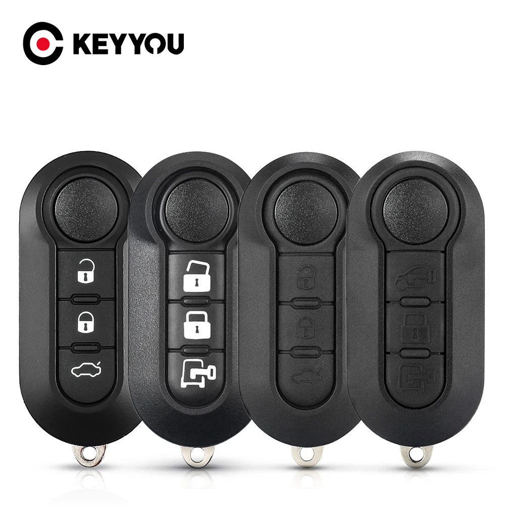 KEYYOU For Fiat 500 Panda Punto Bravo 3 Buttons Normal Flip Remote Car Key Shell Blank Case Housing Fob Keyless SIP22 Blade