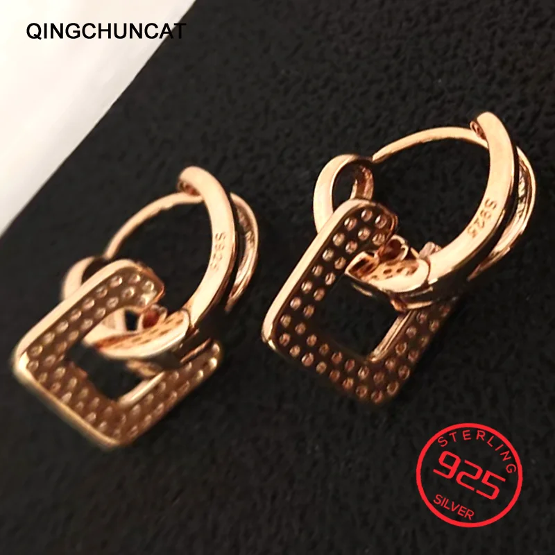 

Factory Price Hyperbole Design Fashion Trendsetting Stamp 925 Sterling Silver Earrings New Arrival Gold Color Earrings for Women