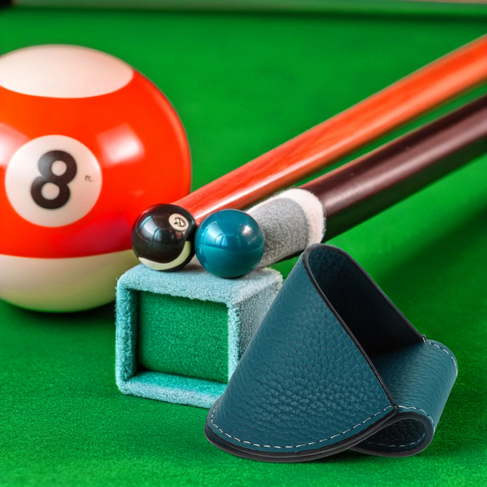 Tempat Kapur Billiard, Kantong Billiard, Tas Bubuk Billiard, Tempat Tongkat Billiard Biru, Tongkat Billiard yang Dapat Ditarik