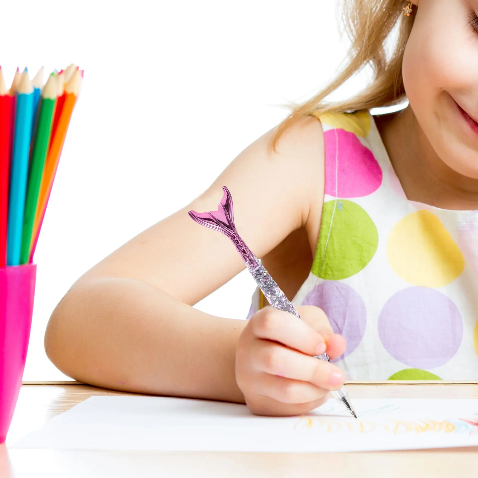 

4Pcs Creative Mermaid Pens for Kids Fine Workmanship Smooth Writing No Ink Leak Decorative Ballpoint Pens Studying Stationery