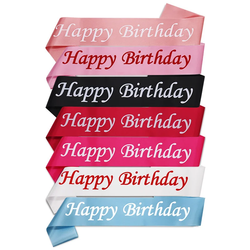 7 Colors Happy Birthday Birthday Strap Simple Print Design Host Party Birthday Accessories Department Store Purchase Wholesale