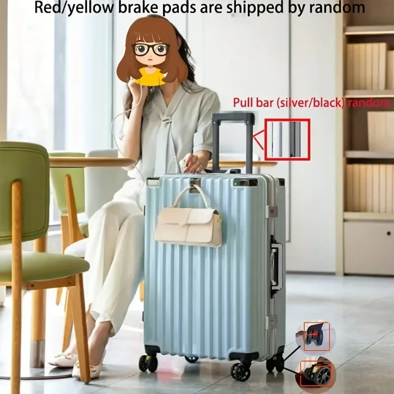 Business Travel Suitcase-Durable PC Hard Shell,Aluminum Frame,Spinner Wheels,Combination Lock,USB Charging