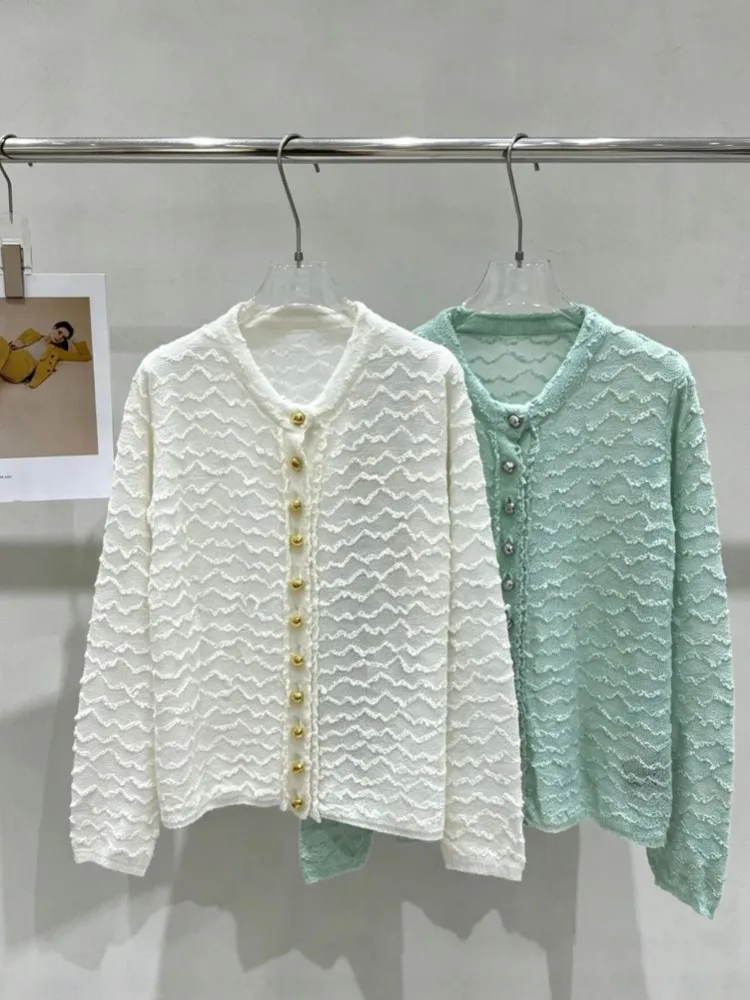 Vintage Women Sexy See Through V Neck Sweater Cardigan Single Breasted Knitted Jacket Vintage Style Long Sleeve Knitwear Outwear