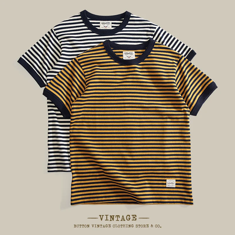 

Мужская футболка American Sle Heavyweight Pure Cotton Blue White Stripes ort Sve для пар Sea Soul Sailor irt