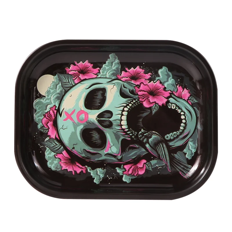 18*14cm Metal Tobacco Rolling Tray Cigarette smoking Accessories Dish Tin Storage Plate Small Roller Container