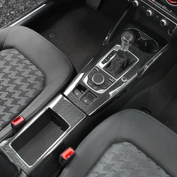For Audi A3 2014-2020 Carbon Fibre Interior Decorative Mouldings Gear Lever Collar Console Dashboard Armrest Cover Pad Shell