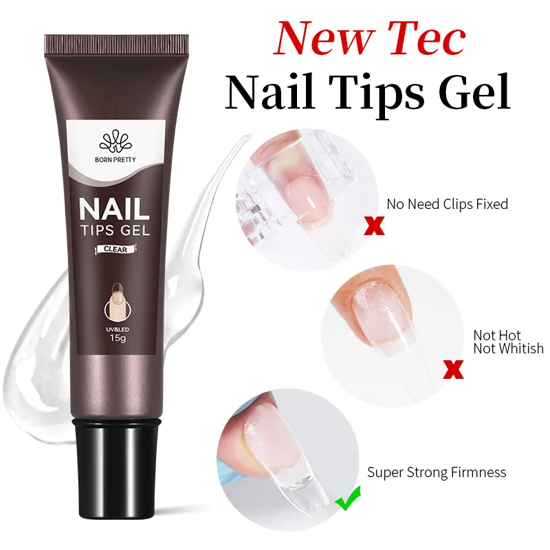 BORN PRETTY 15g Nail Tips Gel Nude Clear Transparent Nail Gel Soak Off UV LED Nail Art Gel Varnish Function Gel Nail Extension image 3