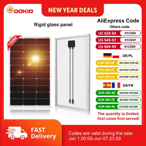 18V 100W Waterproof Solar Panel for 12V DOKIO
