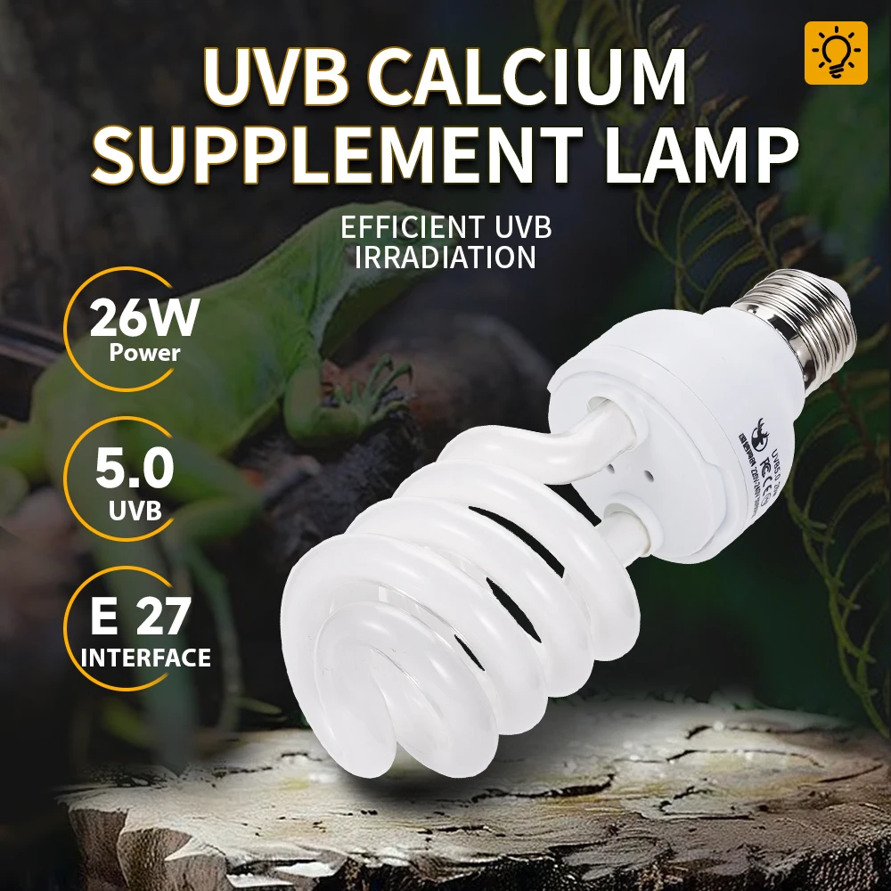 

Лампа для обогрева рептилий UVB 5.0, высококачественная энергосберегающая УФ-лампа 26 Вт для террариумов, свет для рептилий, лампы для черепах, ящериц, змей