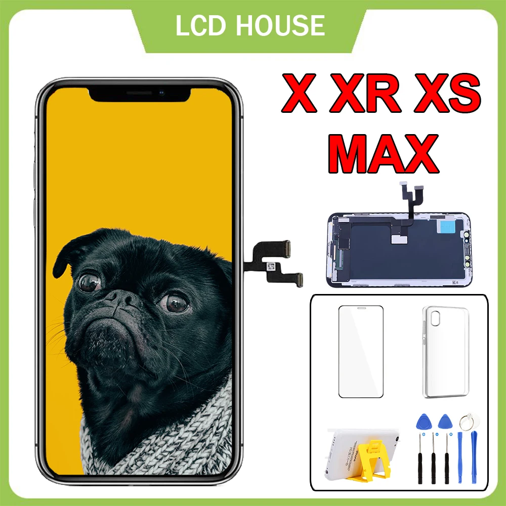 LCD Screen For iPhone X XR XS Max 11 12 Pro Display Replacement Kit Touch Digitizer OLED Screen Assembly True Tone with Tools