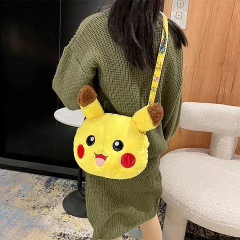 Pokemon Cartoon Pikachu Plush Bag Hand-held Crossbody Dual Purpose Bag Grab Machine Doll Children's Birthday Gift