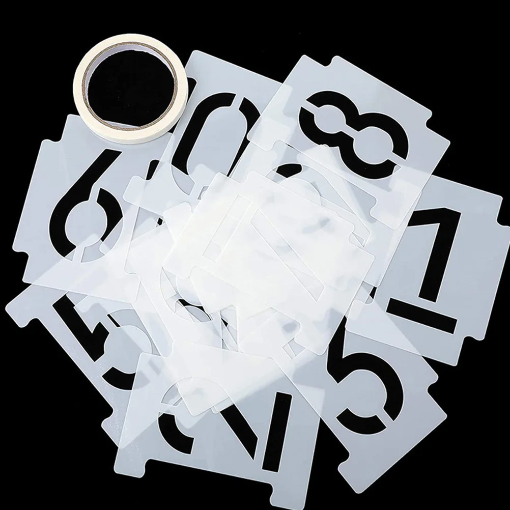 10 pçs número oco desenho estênceis modelos reutilizáveis para porta de parede de madeira diy decoração arte artesanato moldes estênceis