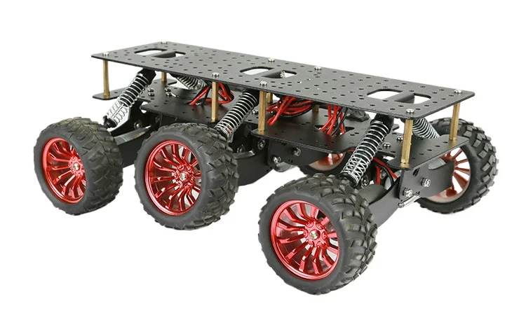 Shock absorption chassis 6WD search and rescue smart trolley chassis, compatible with Arduino WIFI off-road, climbing trolley