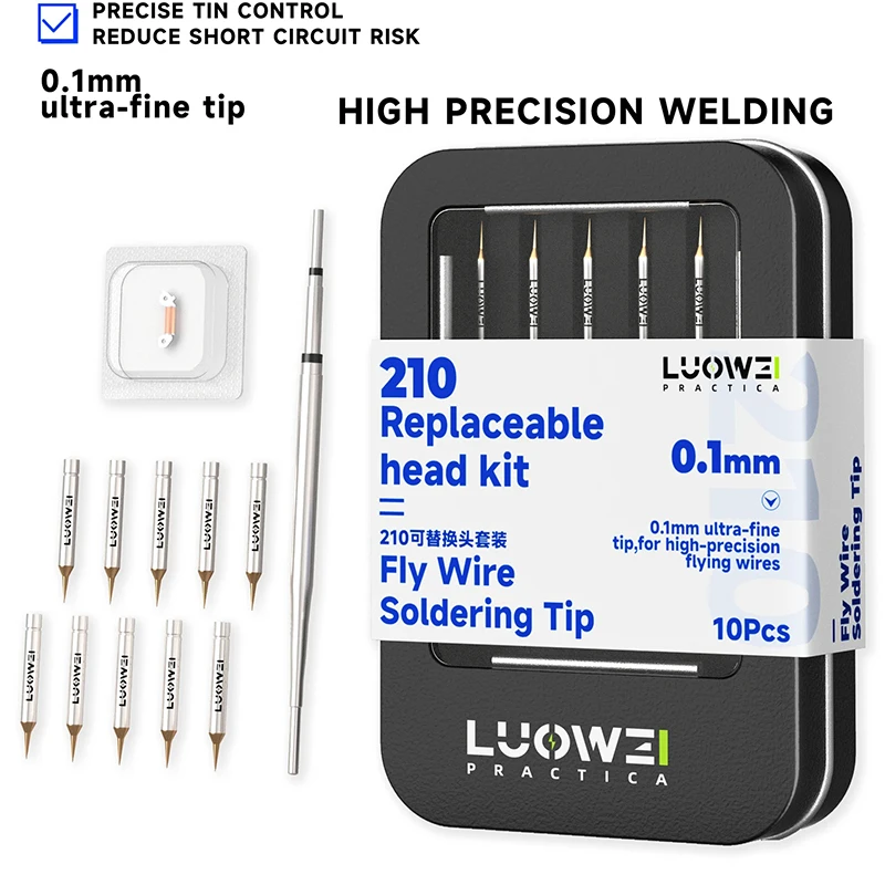 

LUOWEI LW-C210 Set -10PCS Fly Wire Soldering Tip for Phone Motherboard PCB Repair Chip Tinning Corner Welding