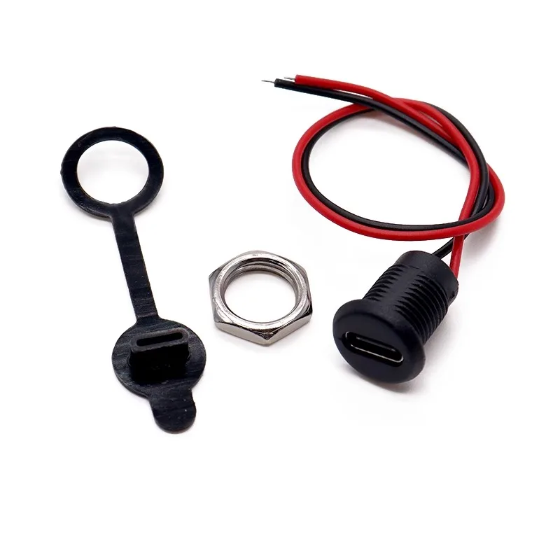 1 Pieza Conector Tipo-C Impermeable con Cable para Mantenimiento de Datos Eléctricos, Puerto de Carga USB, Cable de Soldadura de 2A 3