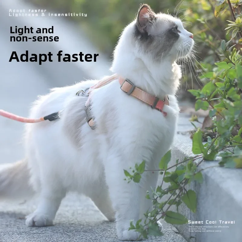 Cat Harness Set Adjustable Escape Proof Pet Harness for Kitten Outdoor Walking Cat Collar Lead Leash Pet Supplies